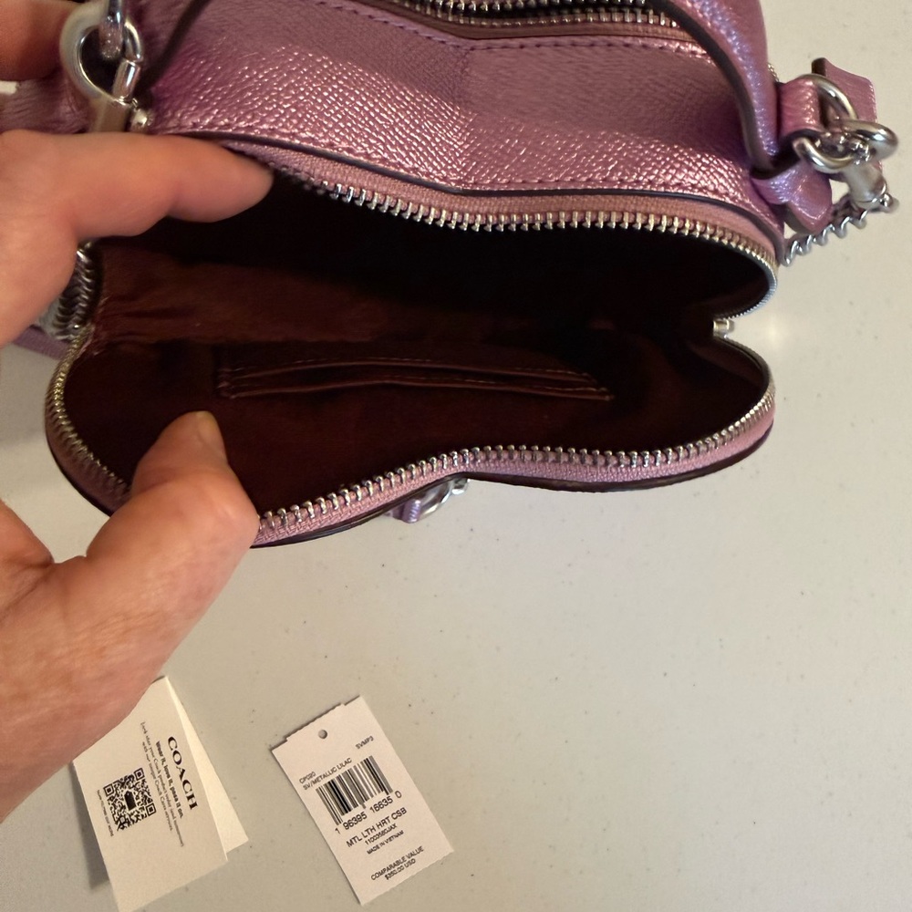 Coach Metallic Pink Heart Crossbody Bag - Picture 6 of 7